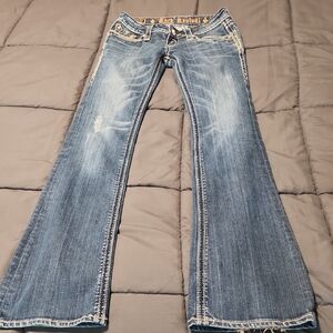 Rock Revival Distressed Blue Flare Jeans